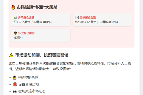 1小时爆仓1.27亿，多单惨遭血洗