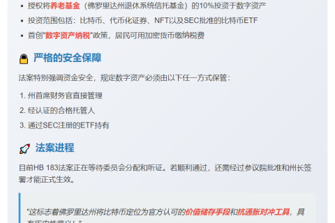 佛州拟将比特币和ETF纳入养老金投资