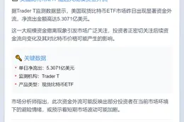 美比特币ETF单日净流出5.3亿美元