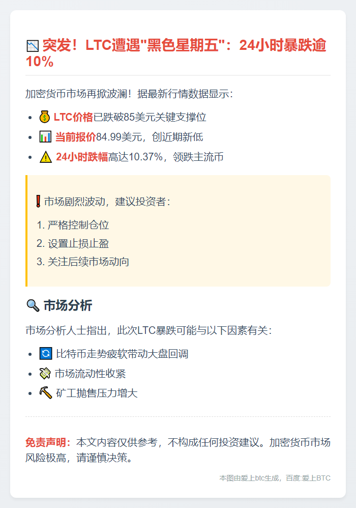 LTC跌破85美元