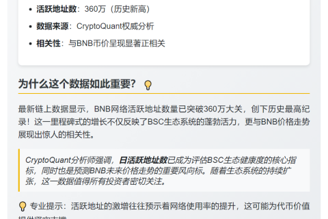 BNB活跃地址破360万创新高