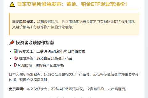 日交所警告黄金铂金ETF交易风险