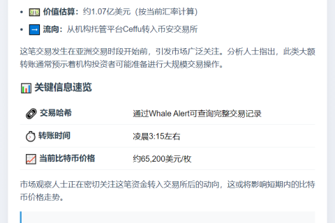 千枚BTC转至币安