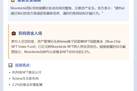 Moonbirds将上线Solana，Bitwise购入其NFT