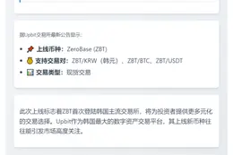 Upbit上线ZBT交易对