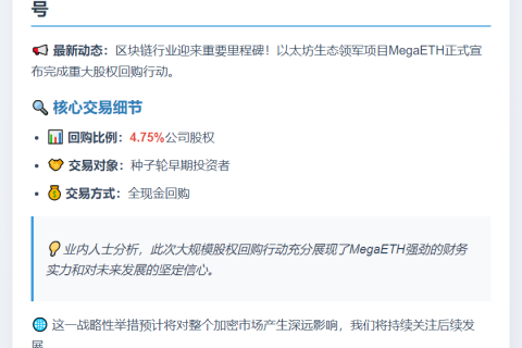 MegaETH回购4.75%股份