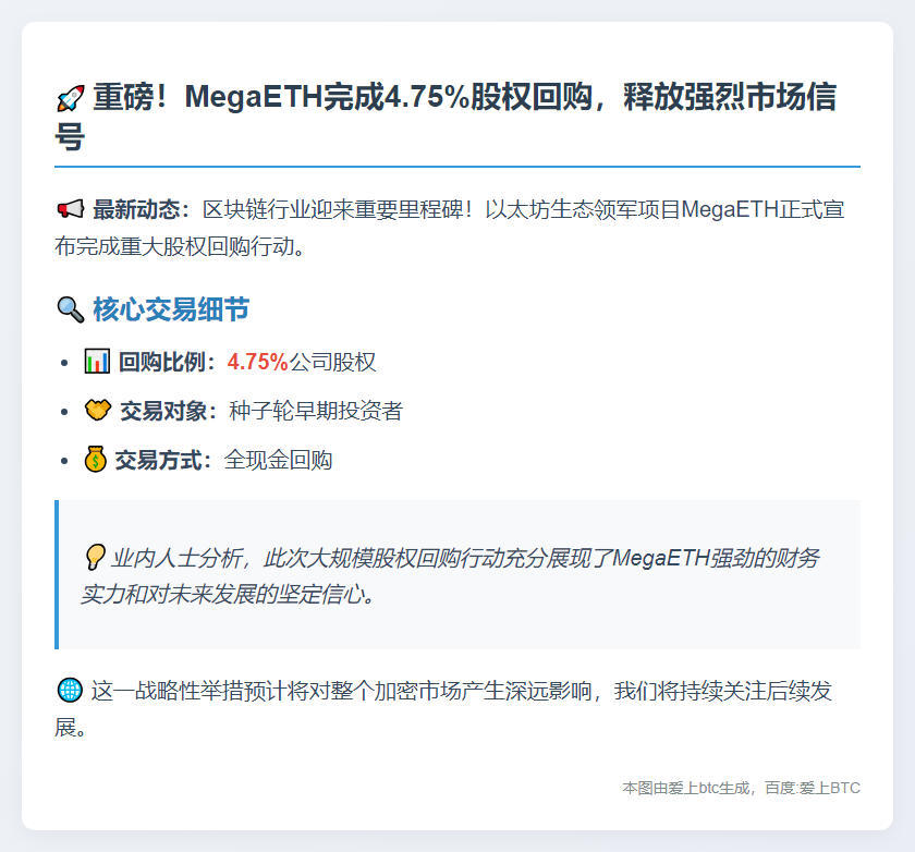 MegaETH回购4.75%股份