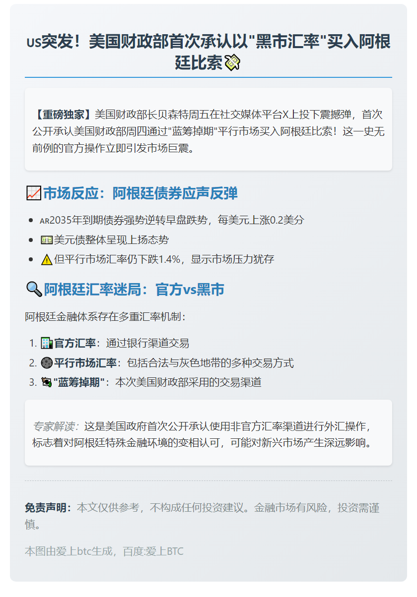 美财政部以非官方汇率购阿根廷比索