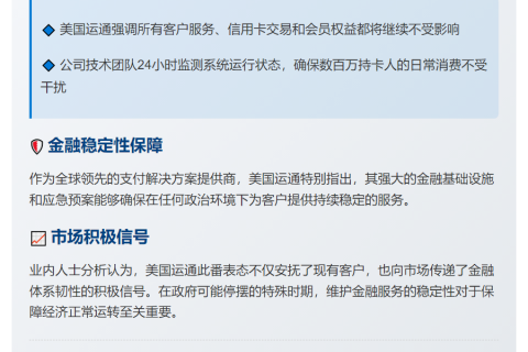 美运通：政府停摆暂未影响客户