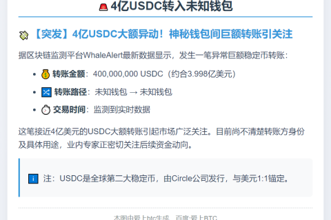 4亿USDC转入未知钱包