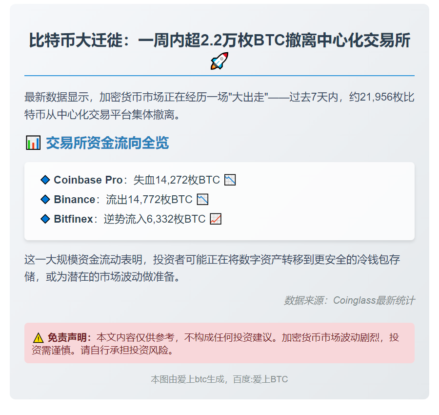 7天2.2万枚BTC流出CEX