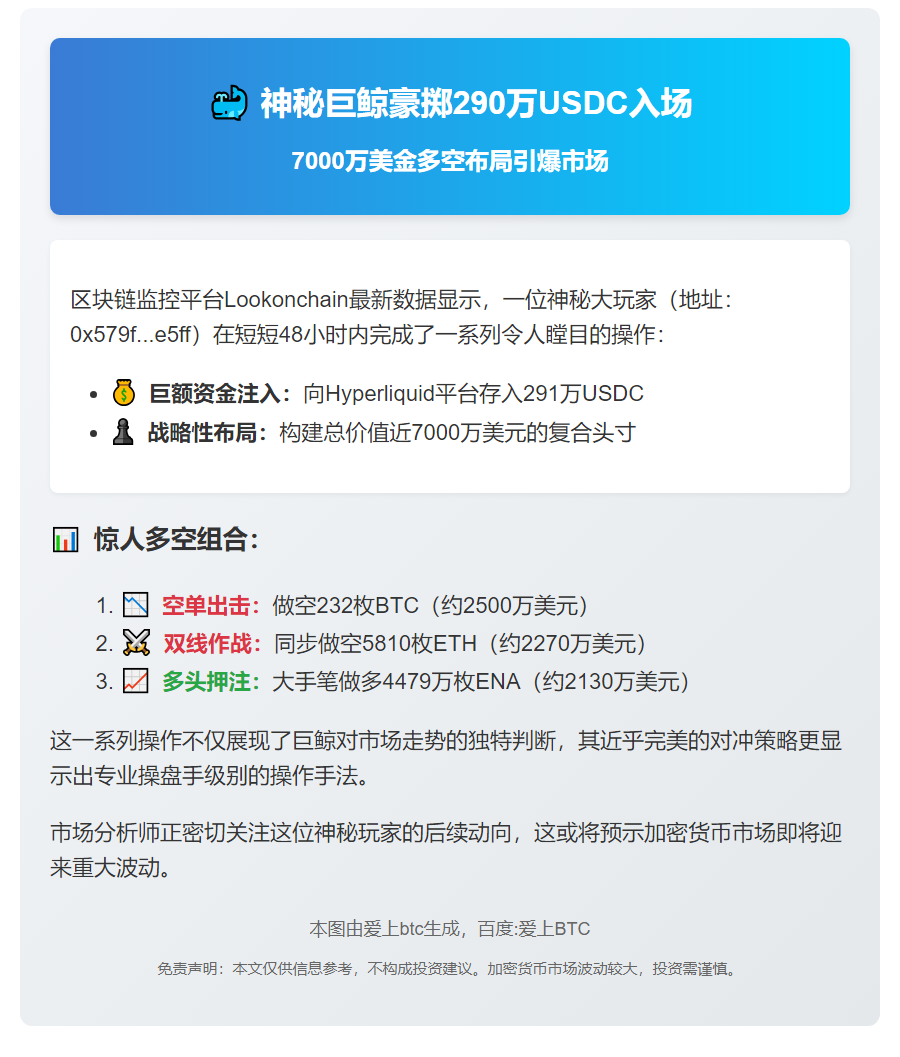 巨鲸存入Hyperliquid 291万USDC