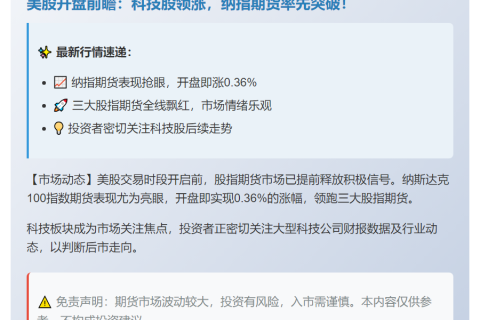 美股期货高开 纳指涨0.36%