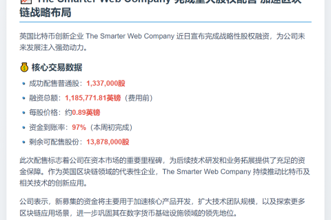 Smarter Web 完成配售133.7万股