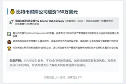 比特币财库公司融资160万美元