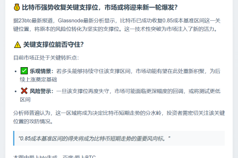 比特币站稳支撑位，市场动能有望积聚