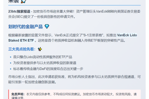VanEck 申请 Lido 质押以太坊 ETF