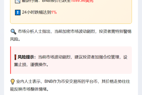 BNB跌破1100美元