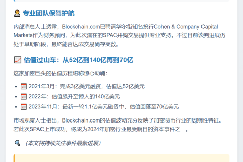 Blockchain.com 拟通过 SPAC 在美上市