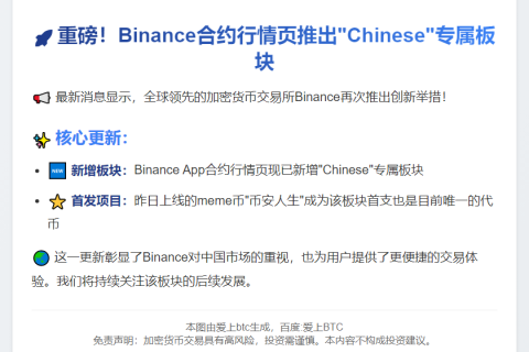 Binance合约新增中文行情板块