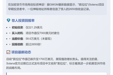 "索拉拉"榜一7千美元买入，获利2650倍