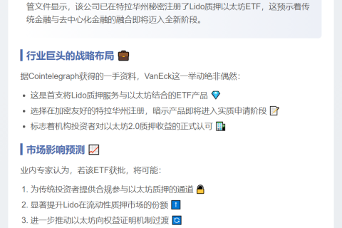 VanEck注册Lido质押以太坊ETF