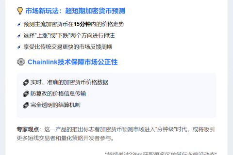 15分钟加密货币涨跌预测上线