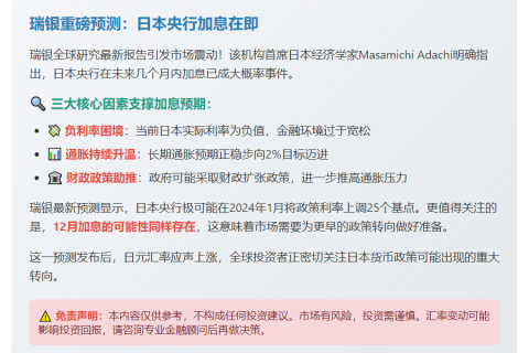 日央行未来数月或加息