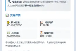 鲸鱼1小时买入183枚WBTC