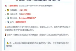 1121枚比特币转出Coinbase