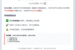 比特币突破11.3万美元