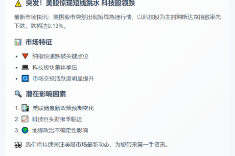 美股短线下跌 纳指微跌0.13%