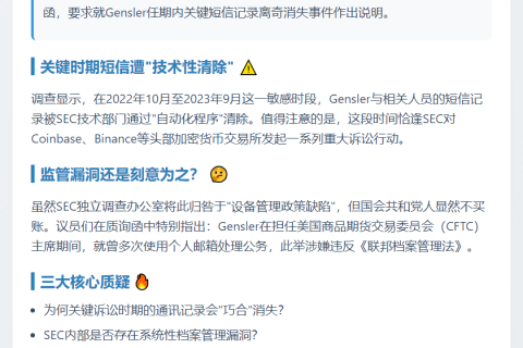 SEC前主席短信被删，共和党启动调查