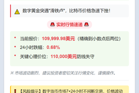 比特币跌破11万美元