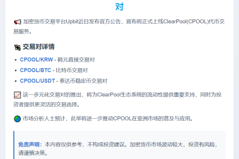 Upbit上线CPOOL交易对