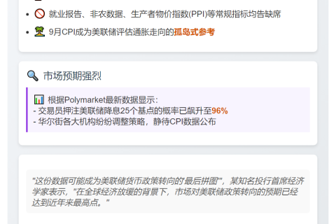 美国9月CPI数据10月24日发布