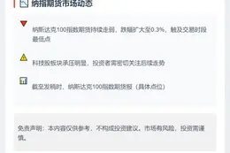 纳指期货跌至盘中新低