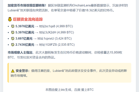Lubian矿池被盗15,959枚比特币