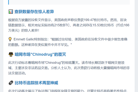 美查获暗网"Chinodrug"215枚BTC