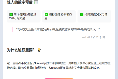 Uniswap交易量破10亿笔