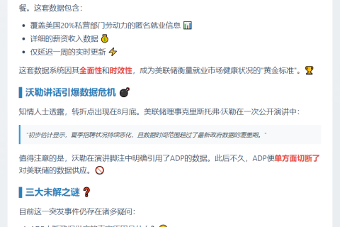 美联储失“小非农”数据渠道