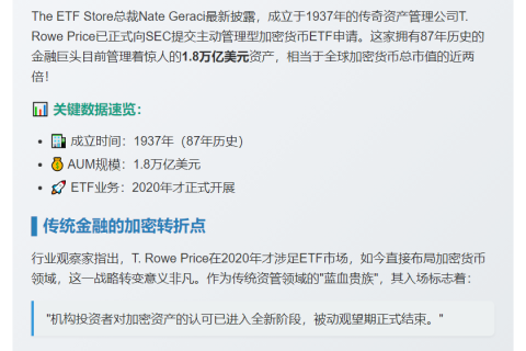 T. Rowe Price申请加密货币ETF