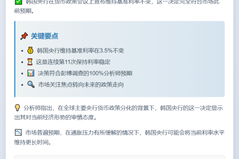 韩央行维持利率不变