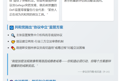 美国国会两党就加密货币立法展开讨论，DeFi监管成焦点