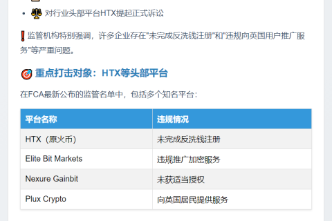英监管局起诉HTX涉加密货币违规