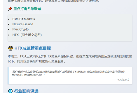 英监管局起诉HTX涉加密货币违规