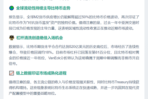 VanEck：比特币回调为周期调整 流动性主导走势