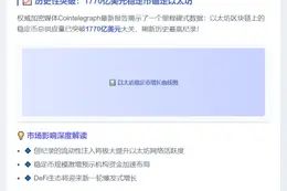 以太坊稳定币供应创新高，达1770亿美元
