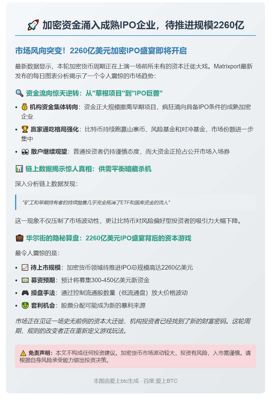 加密资金涌入成熟IPO企业，待推进规模2260亿