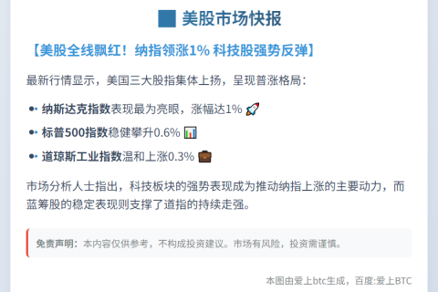 美股走高 纳指涨1%